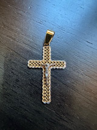 Pendente Croce Oro Giallo/Bianco 750‰ Crocifisso