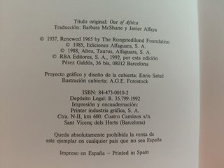 Memorias de África. Karen Blixen