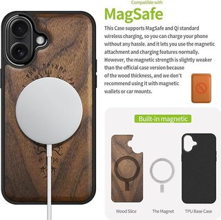 Carveit Funda Magnética iPhone 17 Nogal-Brújula