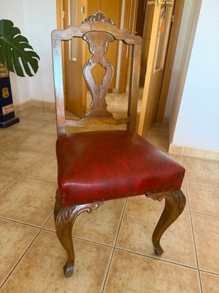 Silla estilo Victoriano madera y piel
