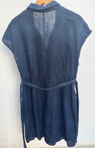 Vestido lino azul talla L