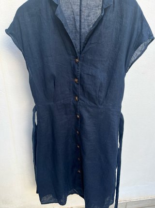 Vestido lino azul talla L
