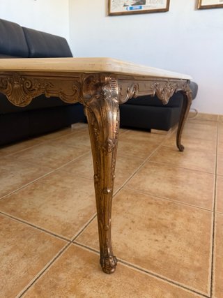 Mesa de centro mármol y dorada estilo barroco