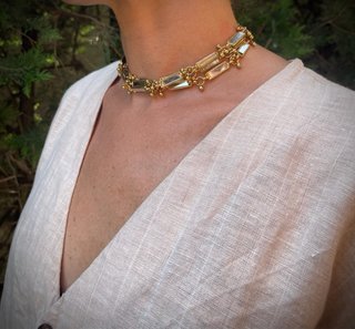 Collar cadena dorado 3 rectángulos espejo