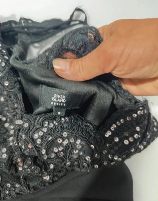 Vestido fiesta lentejuelas negro Talla S