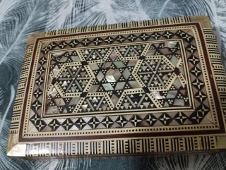 Scatola vintage intarsiata legno