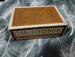 Scatola vintage intarsiata legno