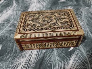 Scatola vintage intarsiata legno