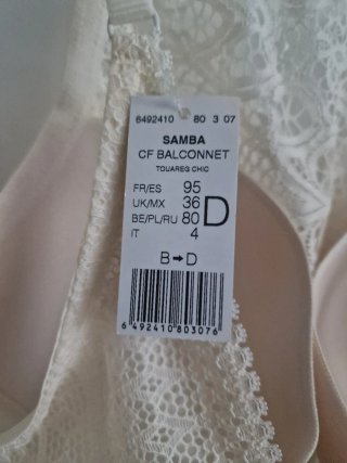 Sujetador Balconet Blanco 95D Encaje