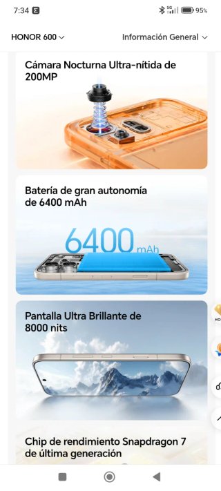 Honor 600 Móvil Naranja 8GB 512GB de almacenamient