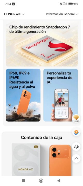 Honor 600 Móvil Naranja 8GB 512GB de almacenamient