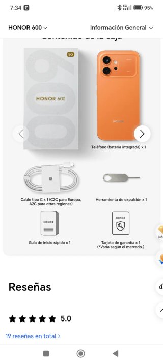 Honor 600 Móvil Naranja 8GB 512GB de almacenamient