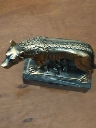 Lupa Capitolina Bronzo Base Marmo