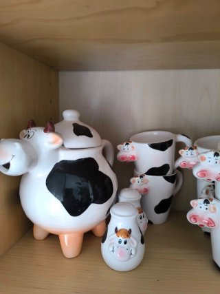 Juego cerámica vaquitas café