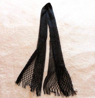 Fular Foulard Negro con Hilos Plateados