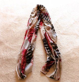 Foulard Fular Scarf Crudo y Burdeos / Rojo