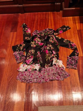 Camisa Gasa Transparente Floral Negra Talla M