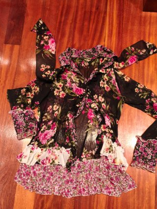 Camisa Gasa Transparente Floral Negra Talla M