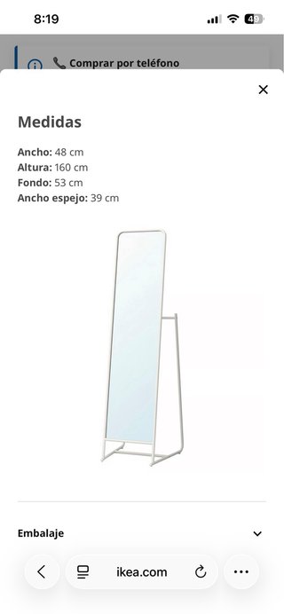Espejo de pie blanco IKEA Knapper