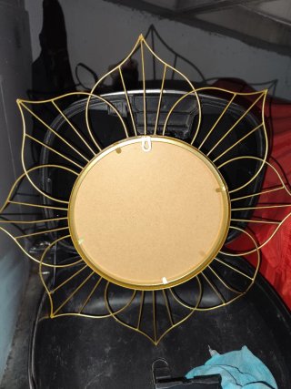 Espejo Sol Dorado Metal y Cristal Vintage
