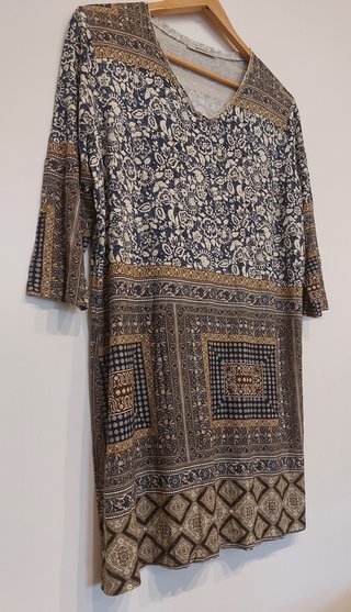 Vestido Boho Chic Hippy Talla XL Vintage Guitare