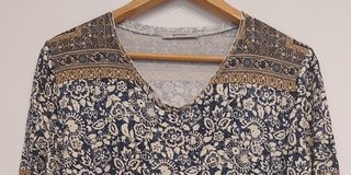 Vestido Boho Chic Hippy Talla XL Vintage Guitare