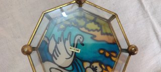 Scatola vintage vetro piombato cigno