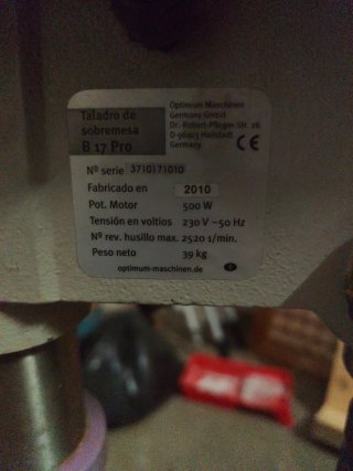 Taladro de Sobremesa OPTIMUM B 17 Pro