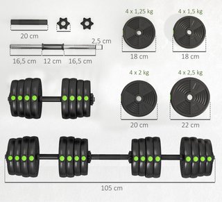 Kit Mancuernas 30kg 2 en 1 con Barra