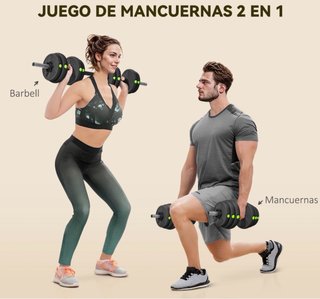 Kit Mancuernas 30kg 2 en 1 con Barra