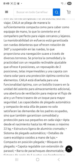 Silla de paseo Caila negra