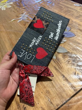 Portafogli denim con borchie e cuori Piazza Italia