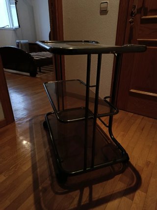Mesa auxiliar con ruedas cristal