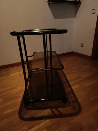 Mesa auxiliar con ruedas cristal