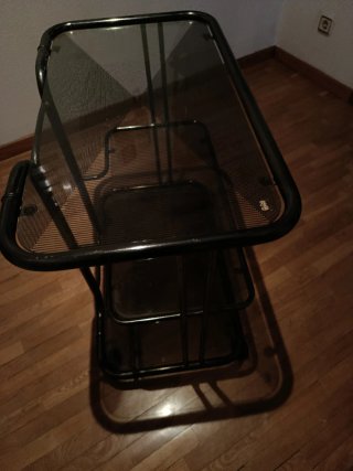 Mesa auxiliar con ruedas cristal