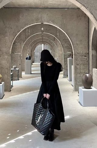 YSL Icare Bolso Piel Cordero Acolchado Negro