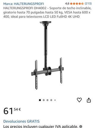 Soporte Techo TV Negro