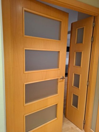 Puerta doble interior madera con cristales