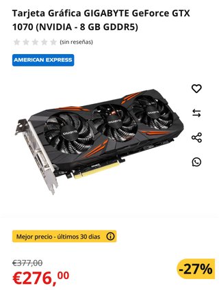 Tarjeta Gráfica Gigabyte Nvidia 1070Ti