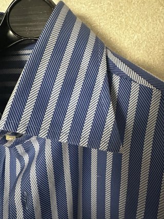 Camicia uomo elegante a righe blu taglia XL