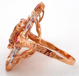 Anillo Oro 9k Citrino y Rubíes