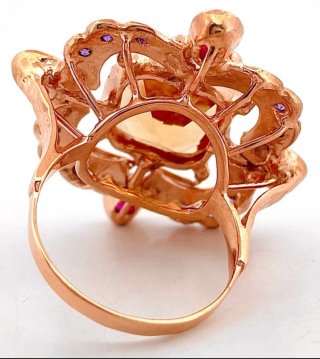 Anillo Oro 9k Citrino y Rubíes