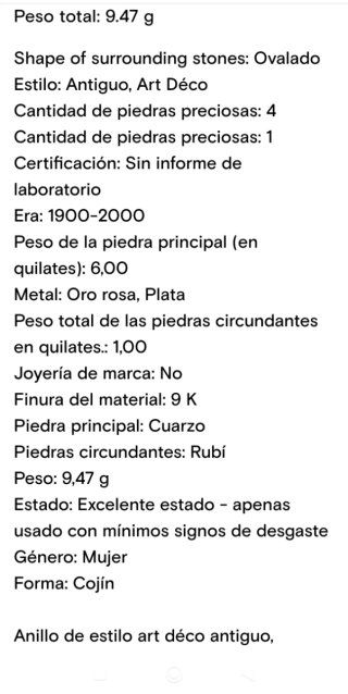 Anillo Oro 9k Citrino y Rubíes