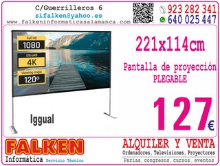 Pantalla Proyección Plegable 221x114cm