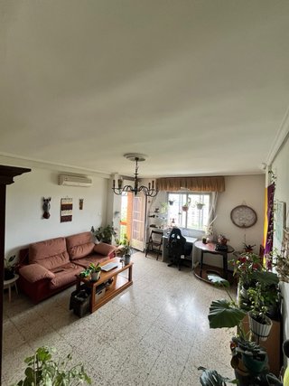 Sofá de 3 plazas tela rayas rojo y marrón
