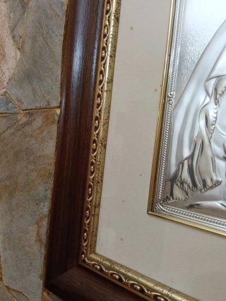Capezzale Legno e Argento Madre con Bambino