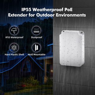 YuLinca Extensor PoE Gigabit 4 Puertos Impermeable