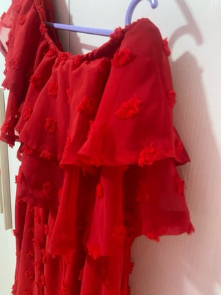 Abito lungo foderato rosso