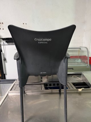 Sillas de terraza de plástico negro (12€) cada una