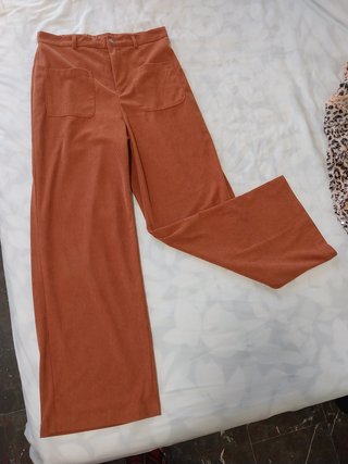 Pantalón ancho pana sintética naranja